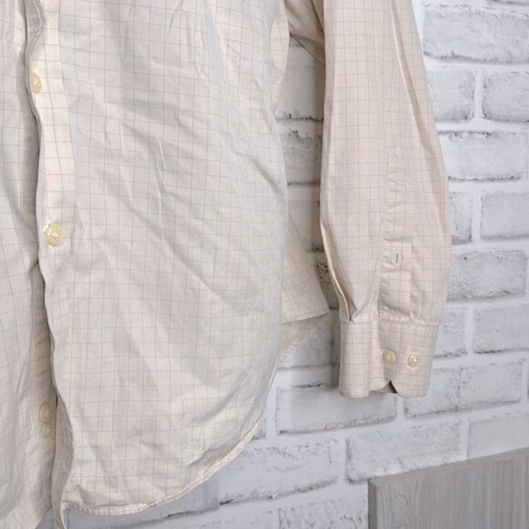 George 80’s 2 Ply Combed Cotton Ivory Checkered Button Down Shirt 2X XXL - Picture 3 of 5